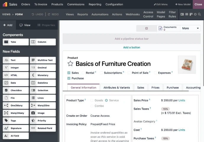 การปรับแต่ง Odoo ด้วย Studio และ API
